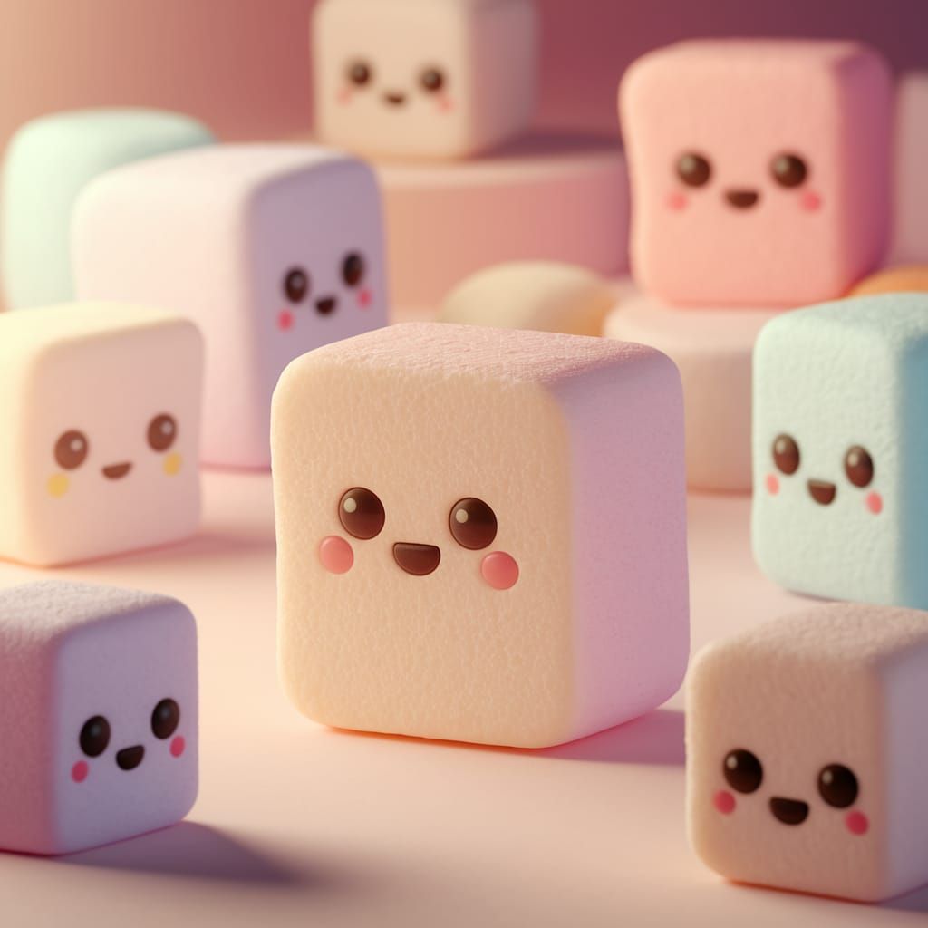 Kawaii Marshmallow Figure in Pastel Kidcore World