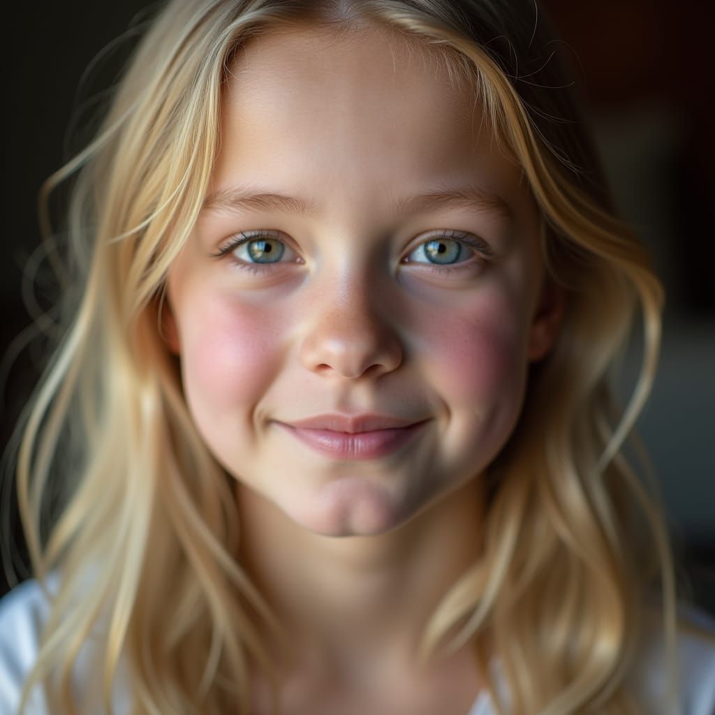 Angelic Blonde Teen Portrait in Soft Light