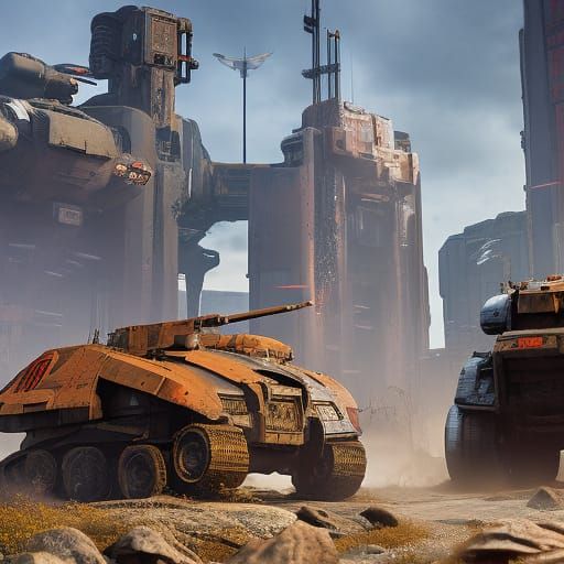 Battletech Mecha Battle in Noir Cel-Shaded Style