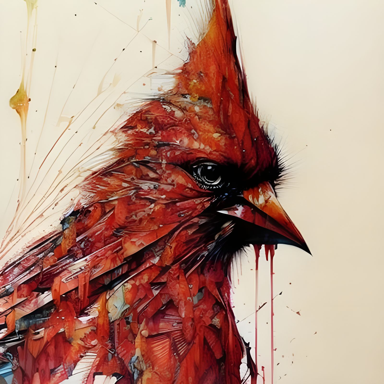 Colorful Paint Drip Cardinal Portrait in 3D