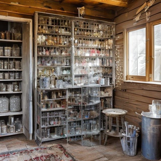 Crystal Shop with Sparkling Gemstones, Inksplash Style