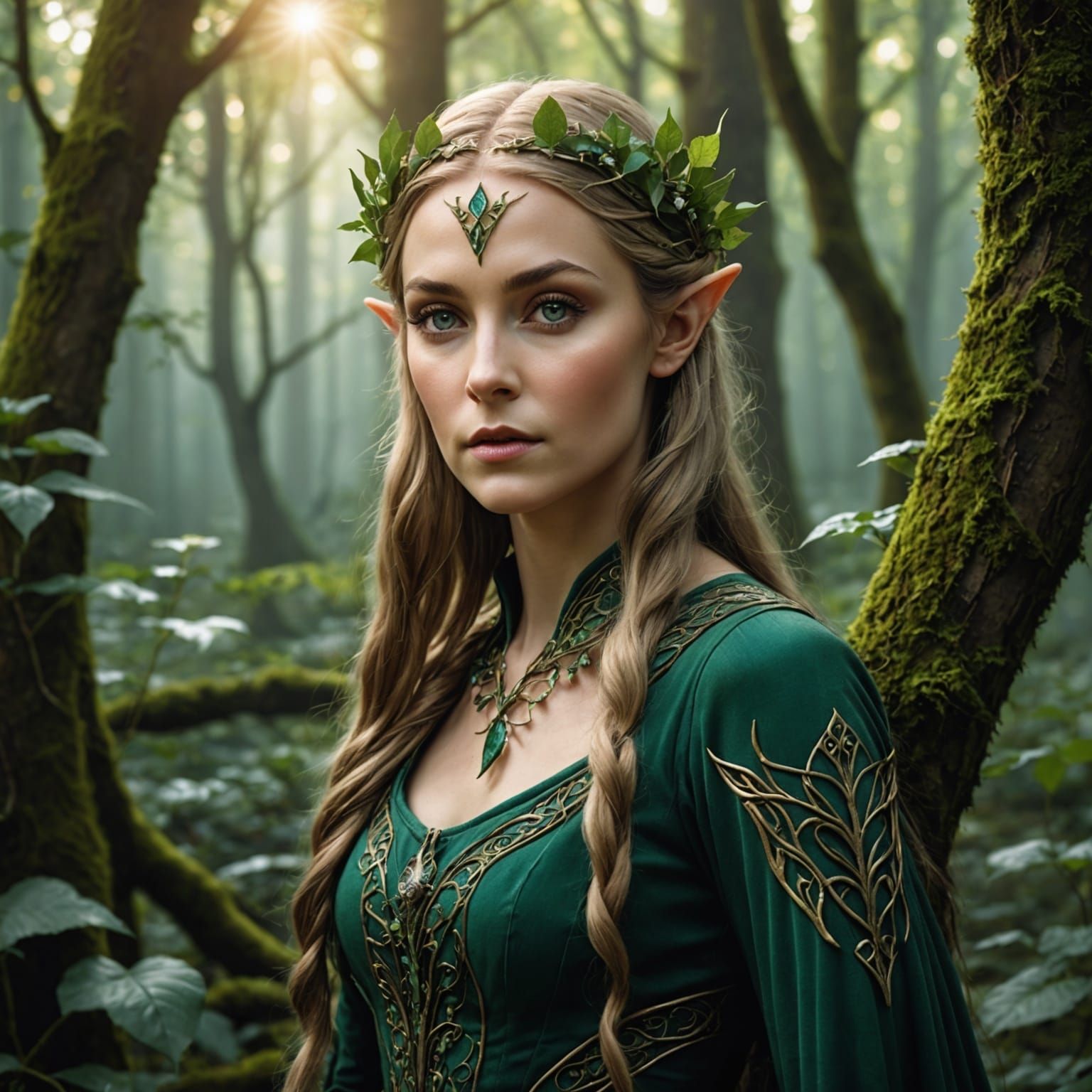 Elven Maiden in Enchanted Forest