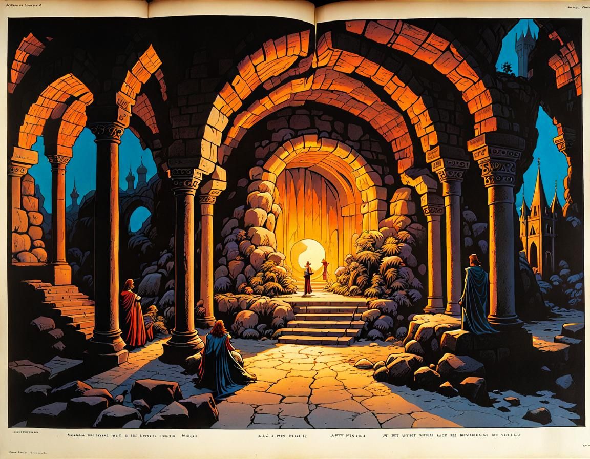 Fantasy Adventurers in Underground Lair, Comic Book Style