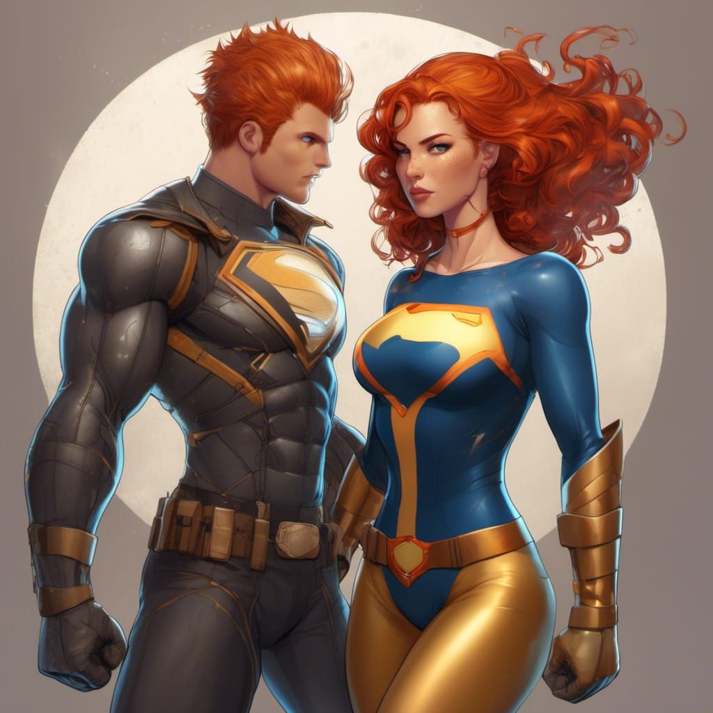 Comic Style Superheroine in Torn Bodysuit