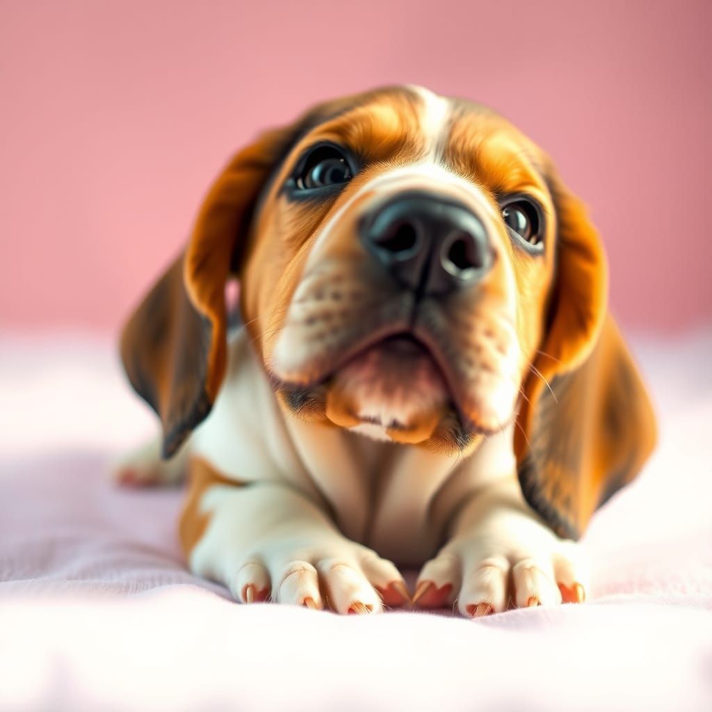 Adorable Basset Hound Puppy Portrait in Soft Pastels