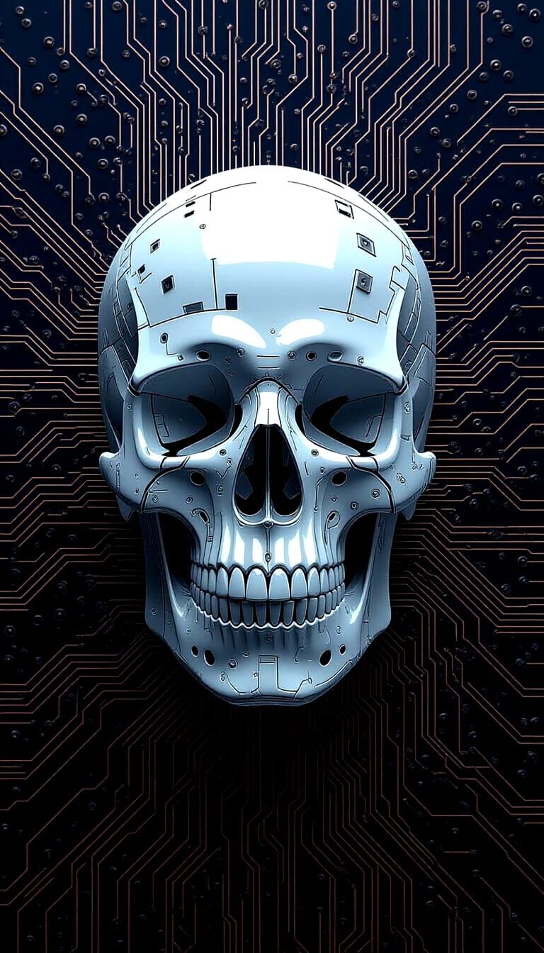 Circuit Board Cyborg Skull in Parametric Design
