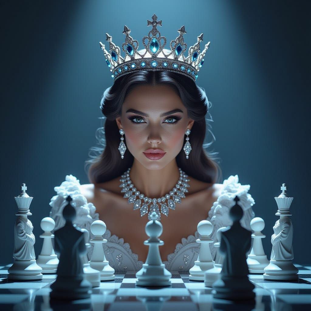Ethereal Chess Queen Breaks Free, High-Fantasy Concept Art