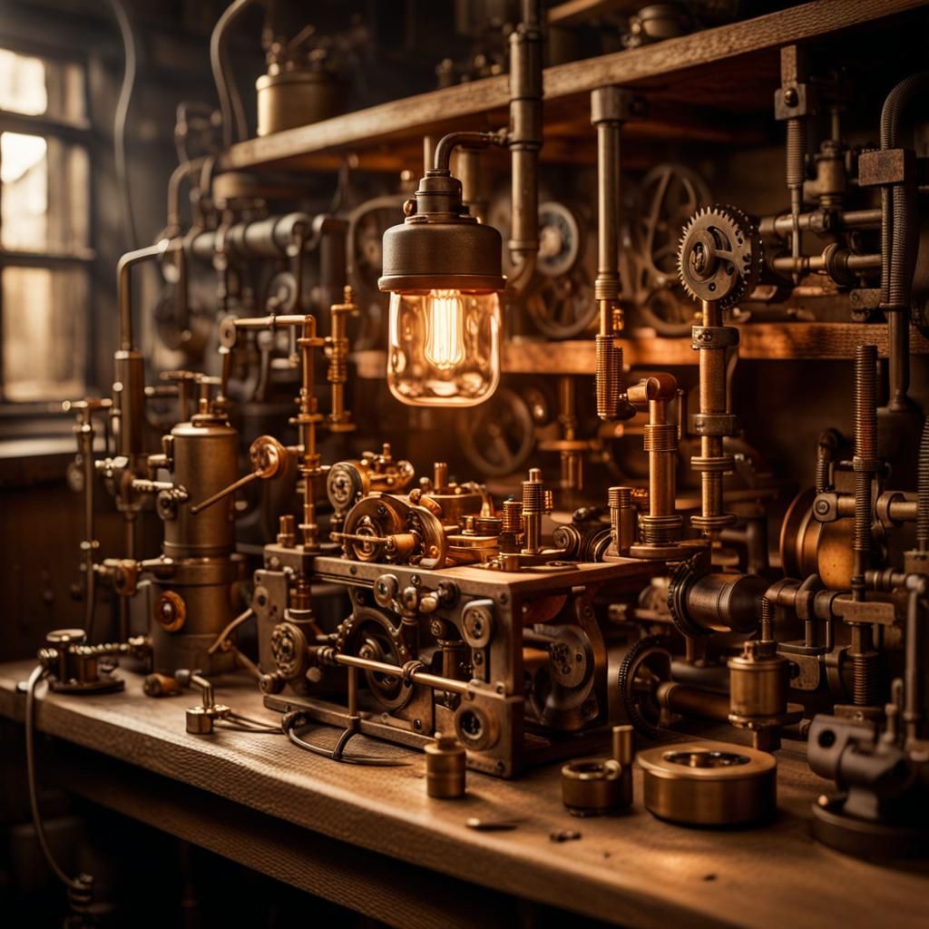 Steampunk Mousetrap With Brass Gears and Copper Pipes