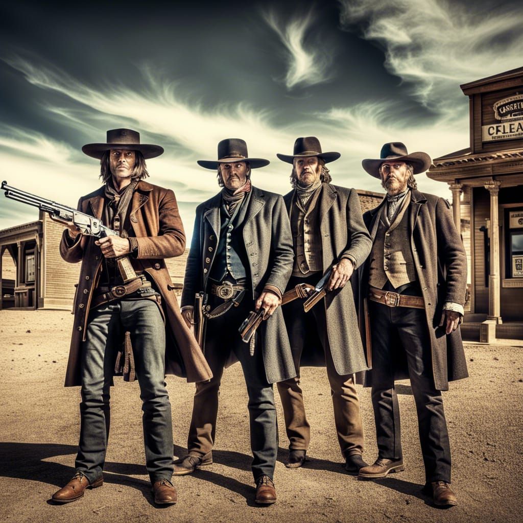 Old West Bank Robbery by Seven Gunslingers
