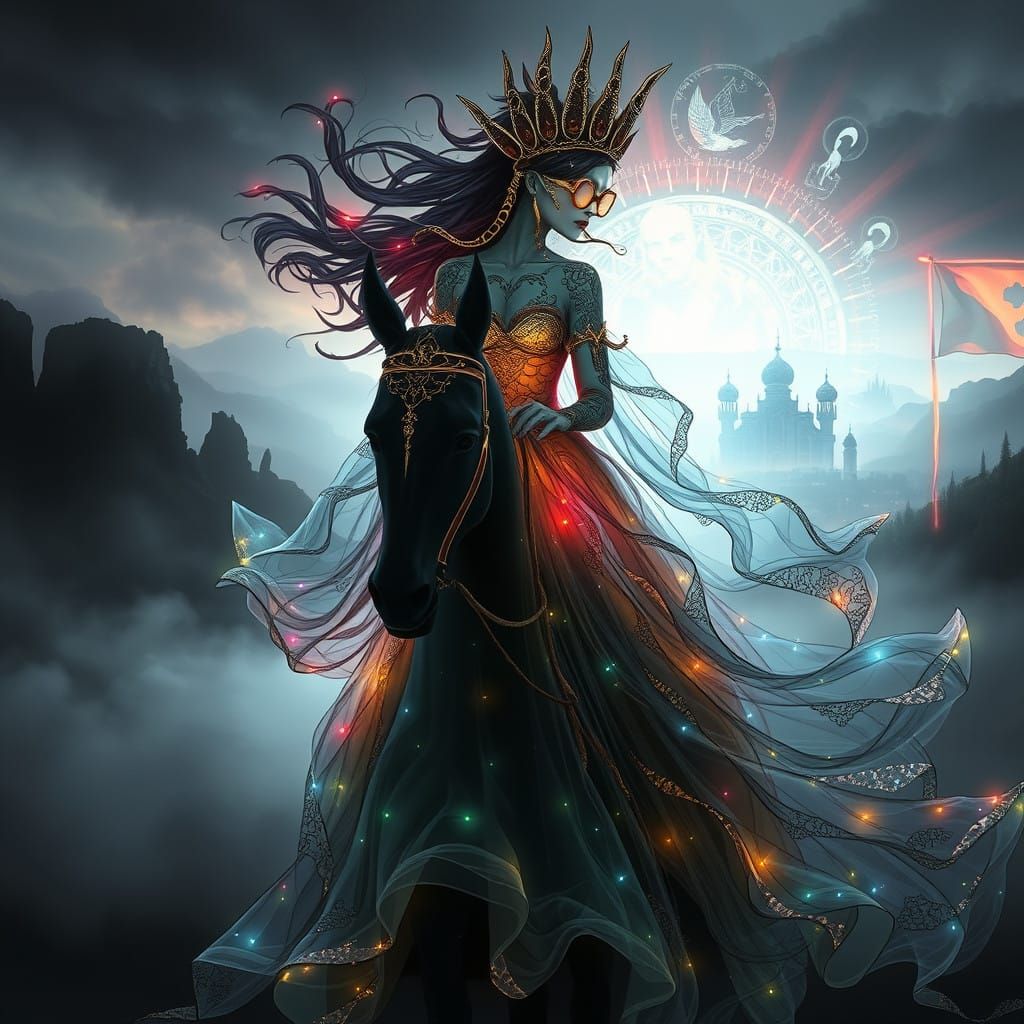 Ethereal Lady Godiva Rides Through Shimmering Medieval Lands...