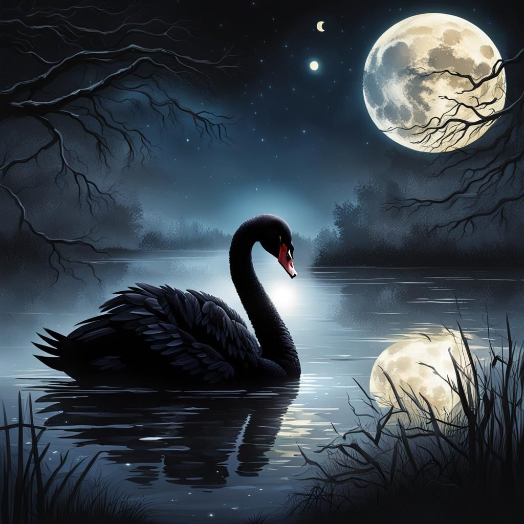 Black Swan in Bright Moonlight