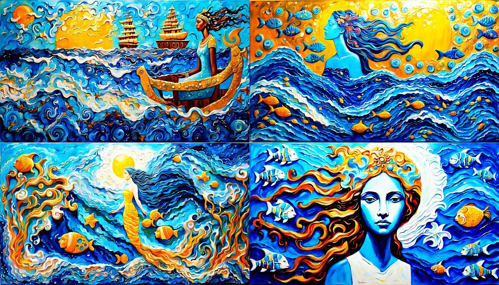 Goddess of the Sea in Acrylic Impasto Painting