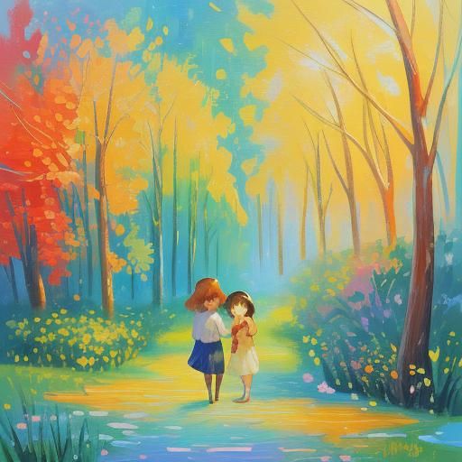 Colorful Neo-Impressionist Painting of Beautiful Places