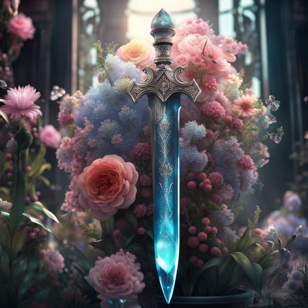 Crystalline Flowers Bloom Within Glass Sword