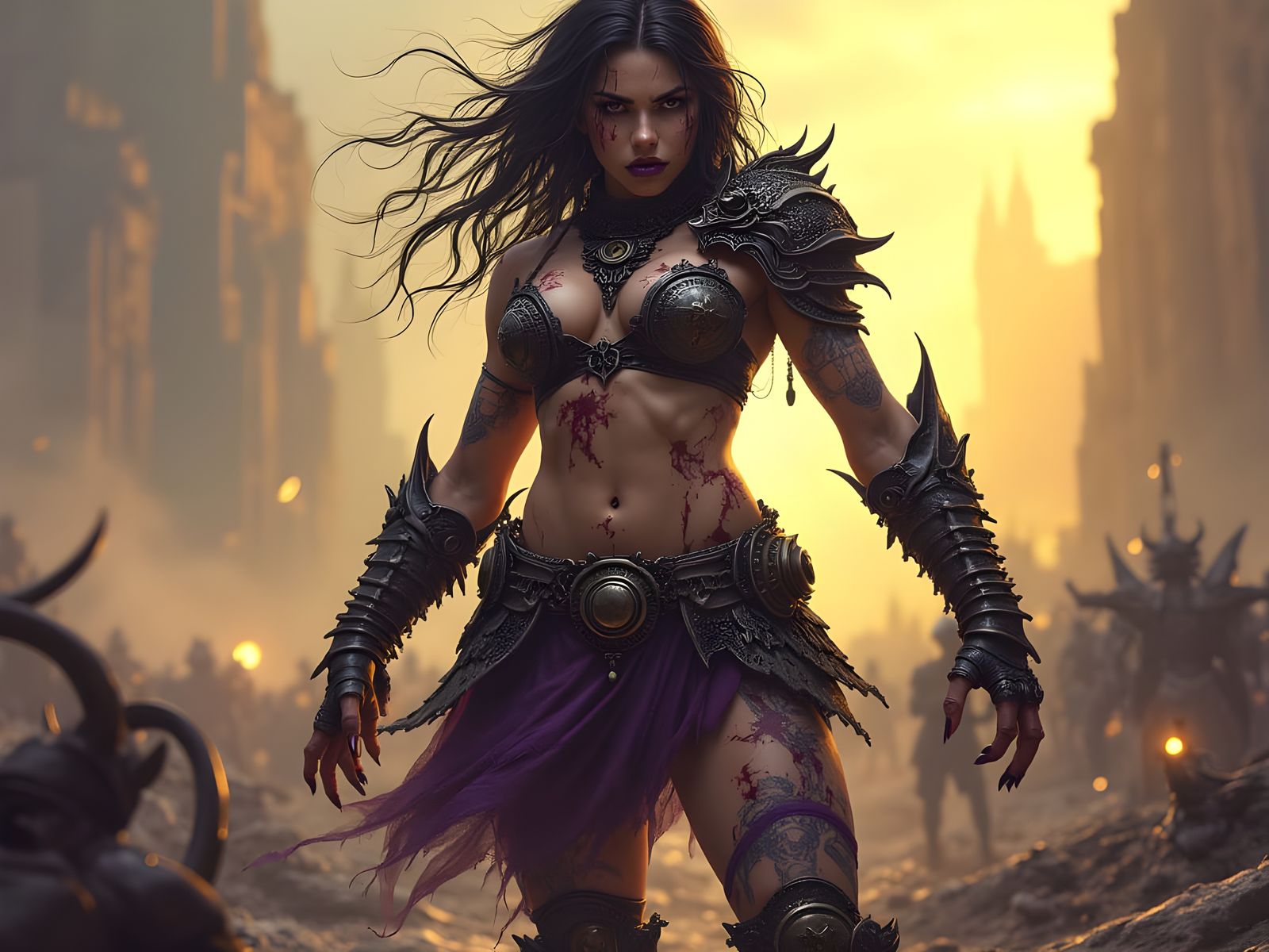 Fierce Orc Warrior in Dark Fantasy Style