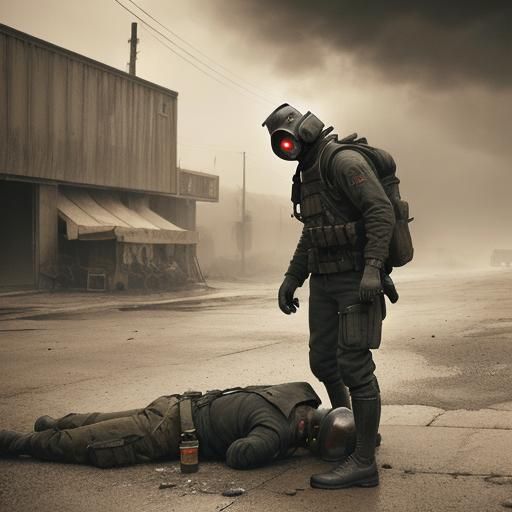 Ominous Encounter in Gritty Cinematic Style