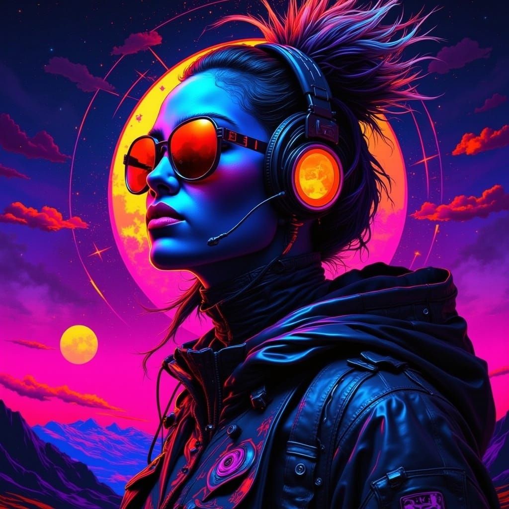 Cyberpunk Woman in Neon Style