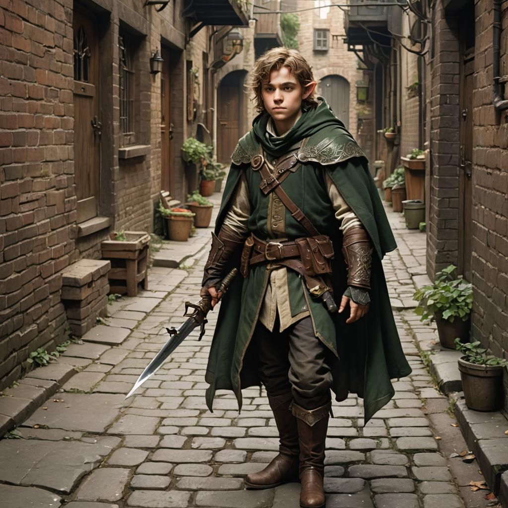 Halfling Rogue in Dark Alley: Hyperrealistic Concept Art