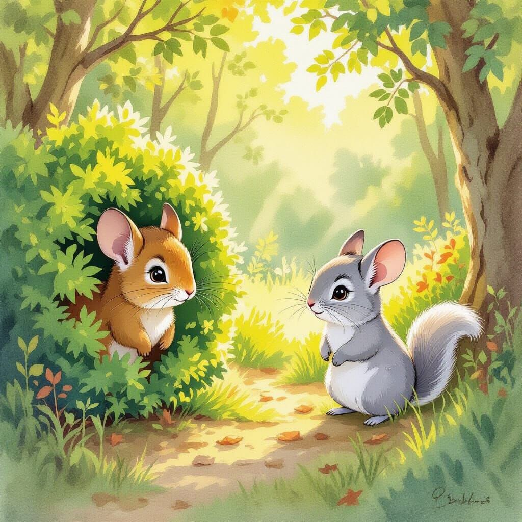 Chinchilla Dryads Play Hide and Seek in Sunlit Forest