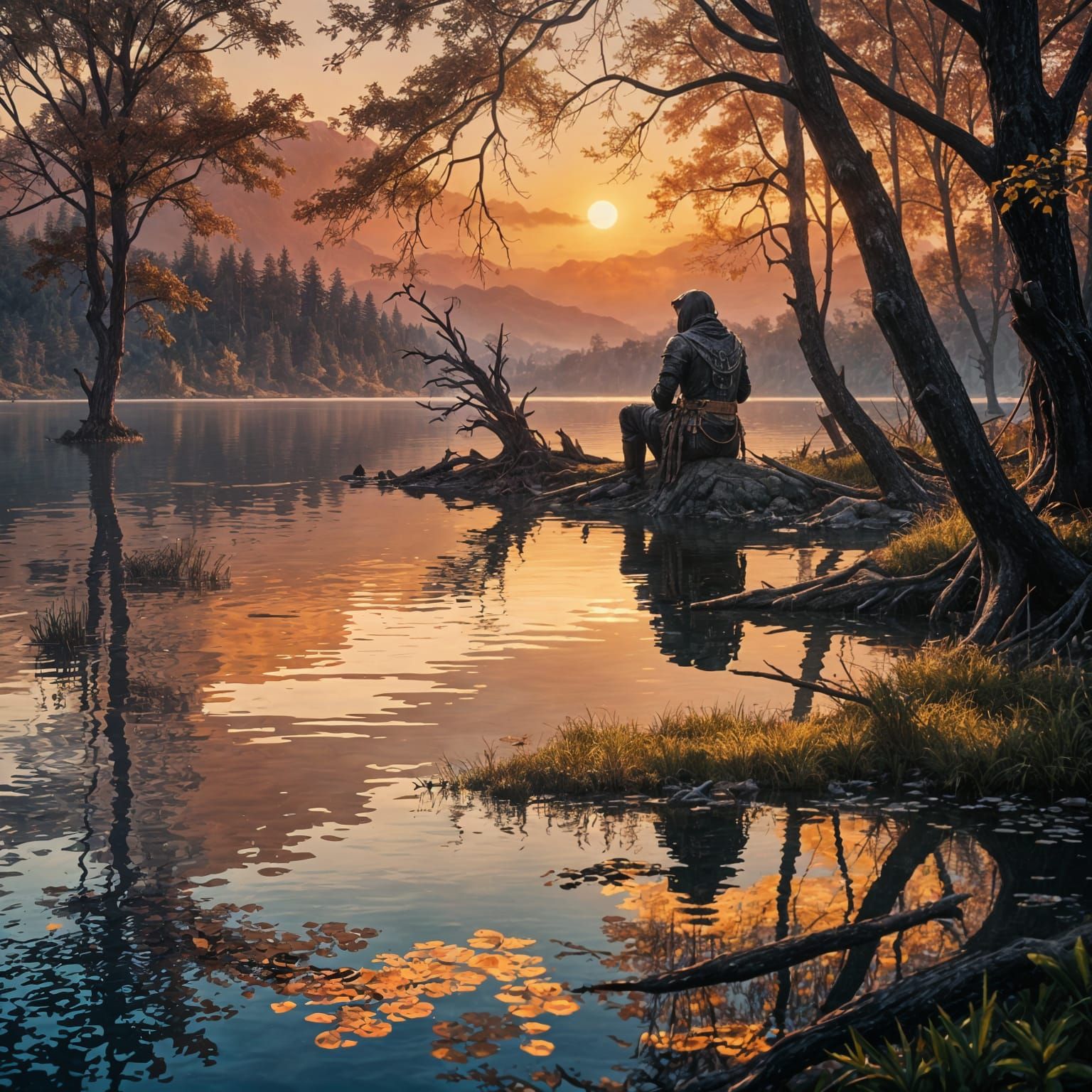 Epic Bandit at Sunset: Digital Matte Painting