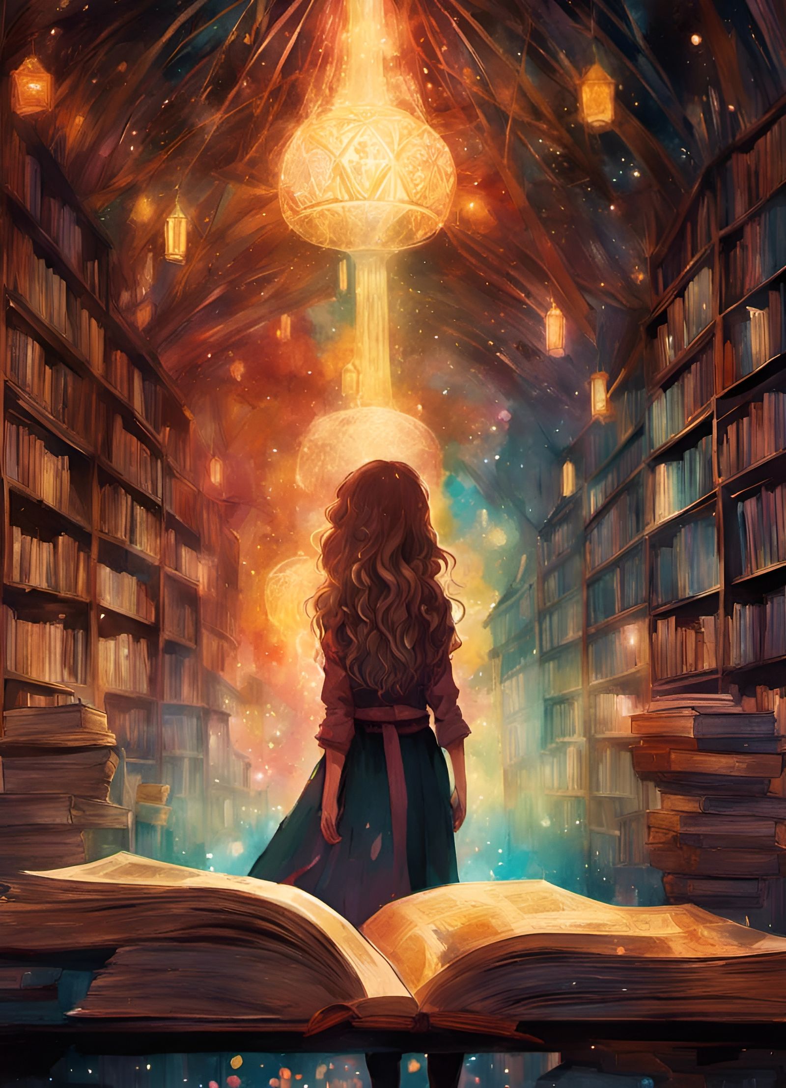 Anime Hermione Granger Goddess in Watercolor Style