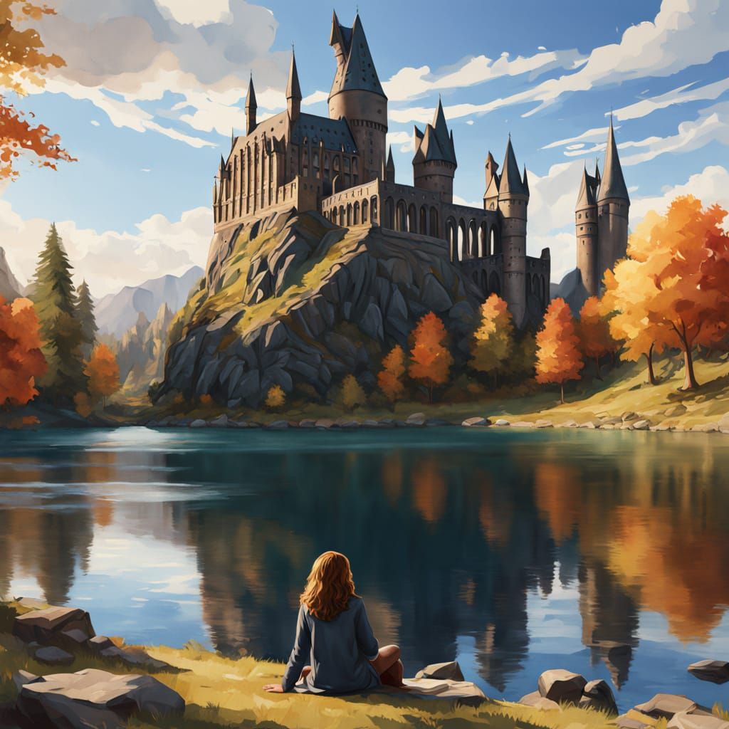 Hermione Granger by the Black Lake at Hogwarts