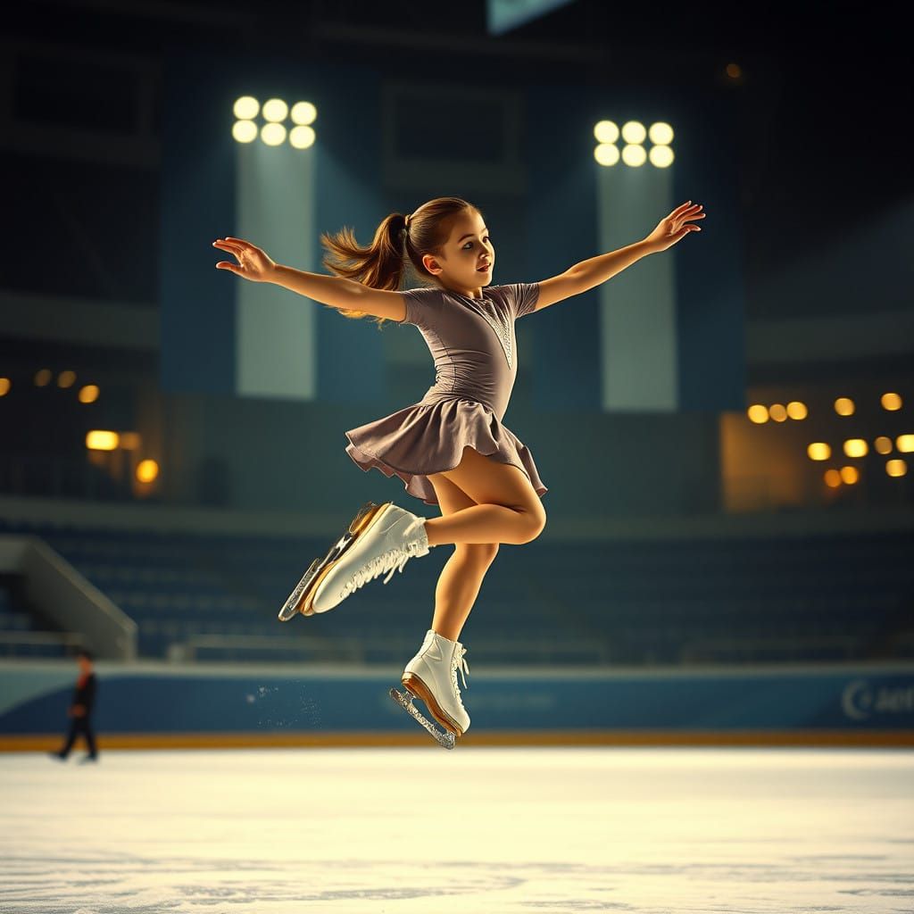 Girl Ice Skater Defies Gravity in Cinematic Moment
