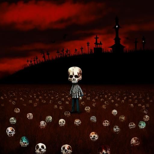 Peanuts Horror in Tim Burton Oil Style