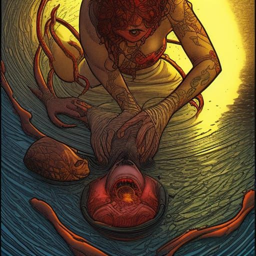 Blood in Water: Comic Book Style Art