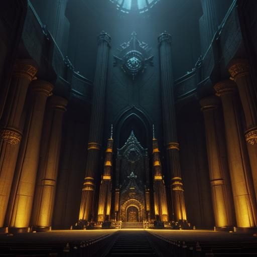 Ominous Underground Throne Room with Magma