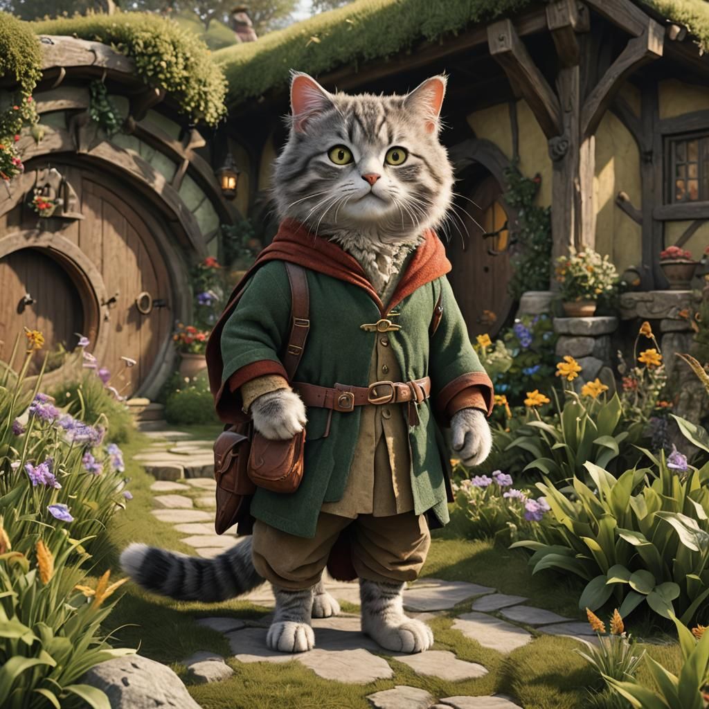 Frodo Baggins as Cat in Hobbiton, Octane Render