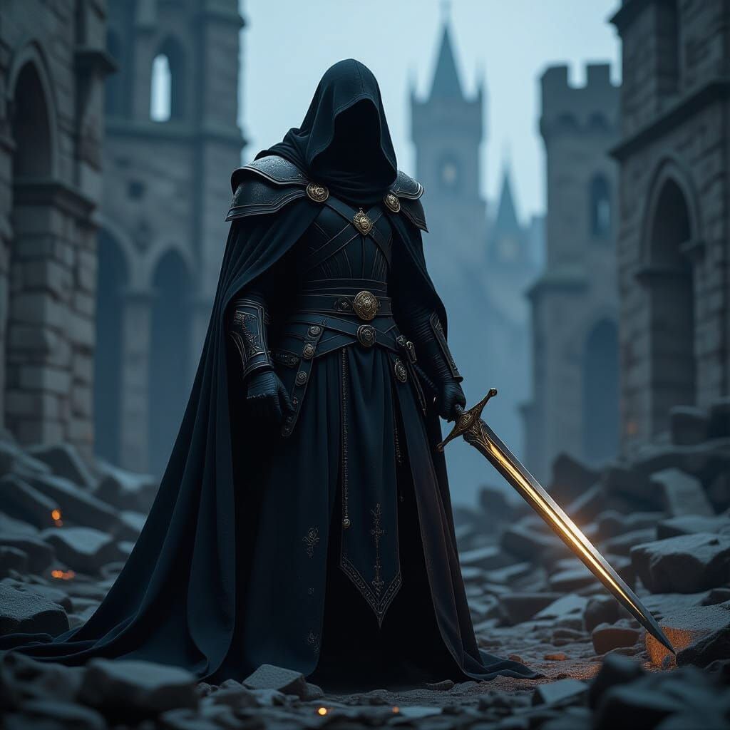 Medieval Avenger in Ruins: Cinematic Hyperrealism