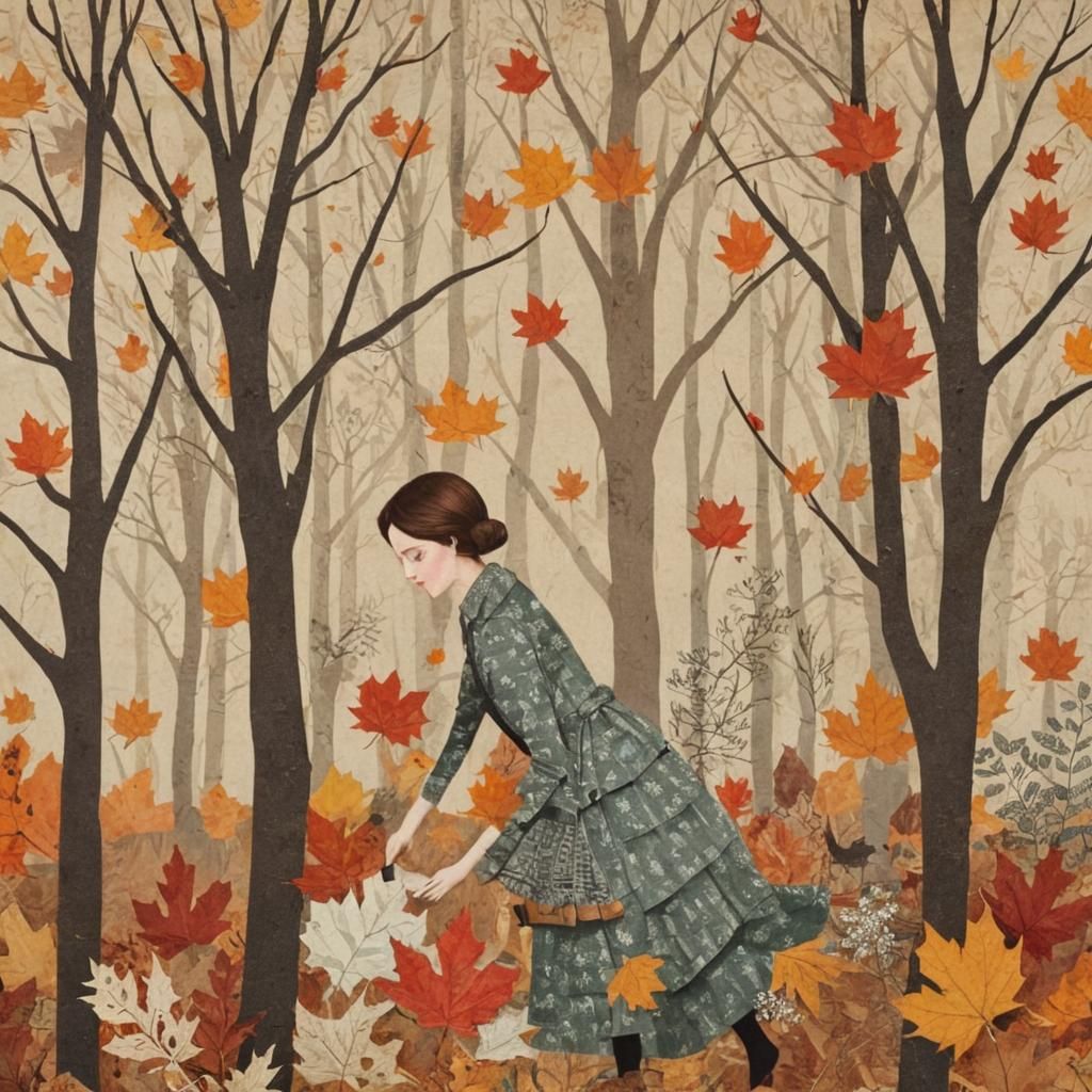 Autumnal Paper Collage Illustration