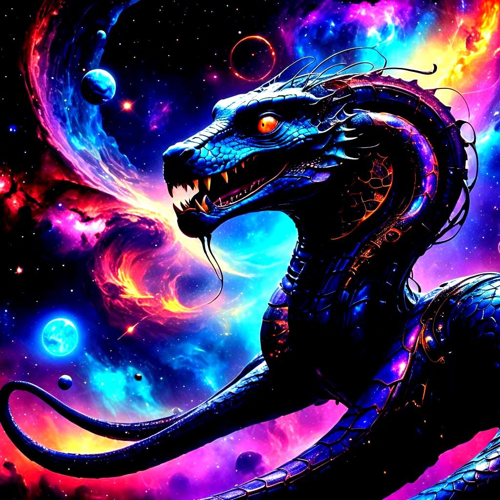 Cosmic Cobra: Detailed Matte Painting in 8K