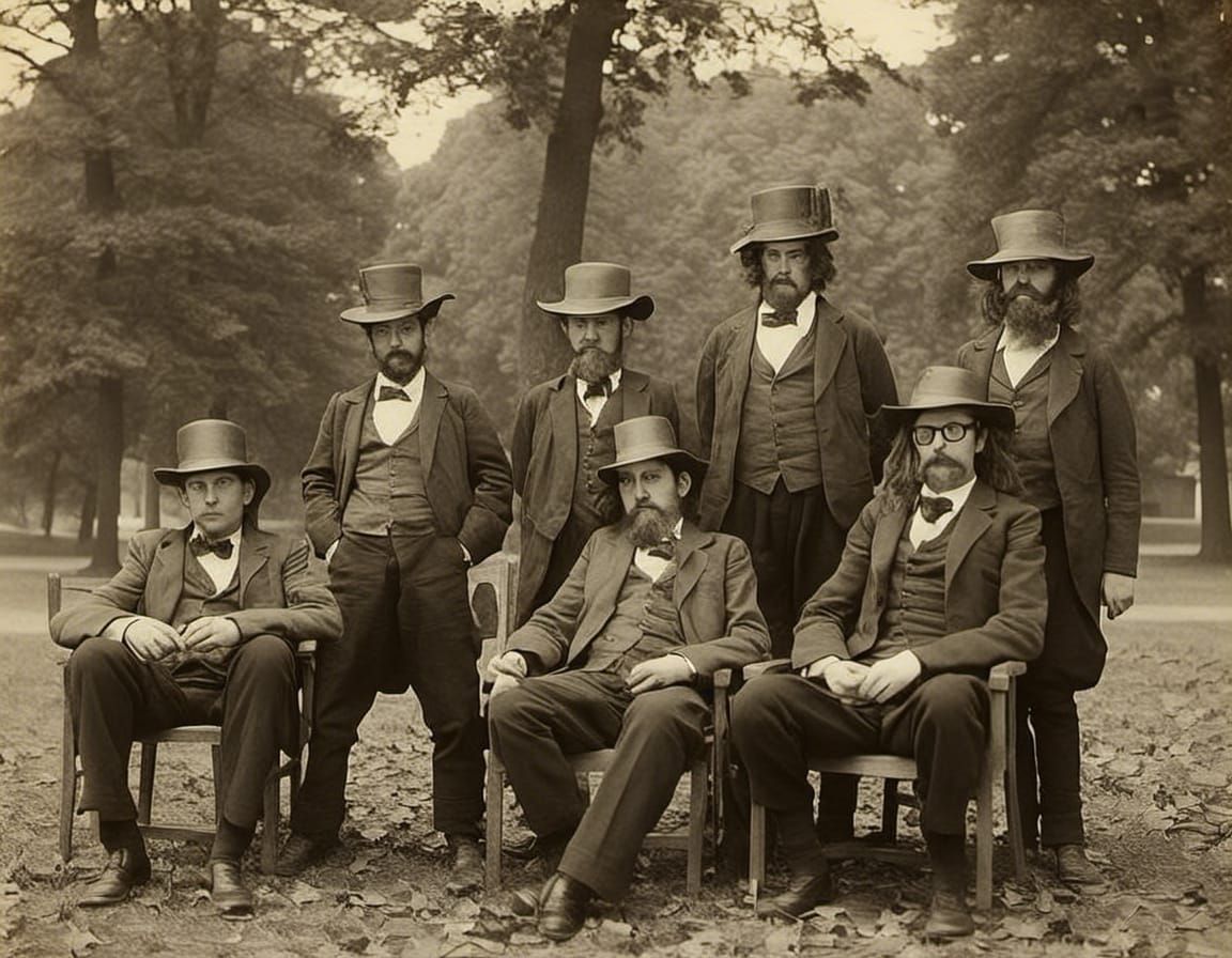 Vintage Photograph of Ruffians in Park, Heidelberg Style