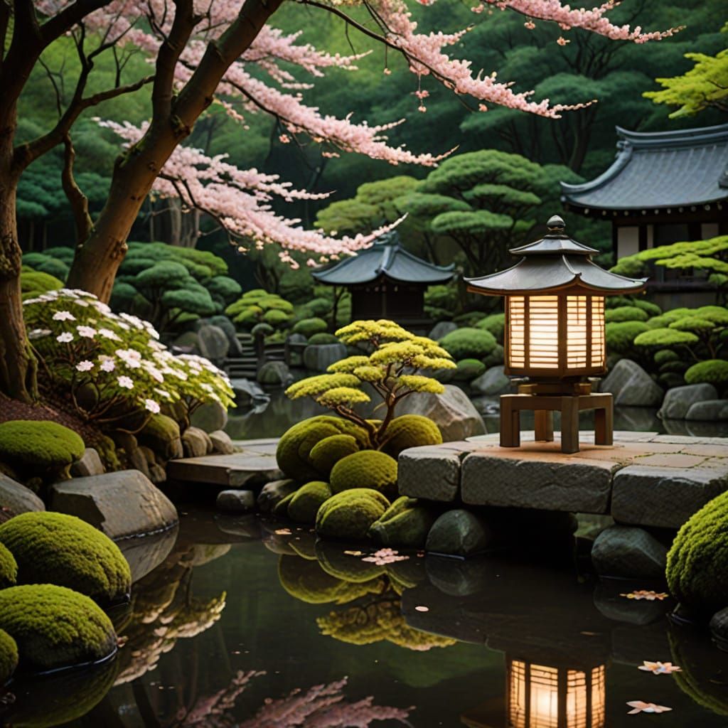 Serene Sakura Garden in a Weathered Ceramic Mug