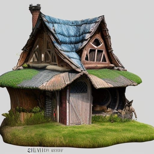 Fantasy Shoe-House in a Meadow, Detailed Art