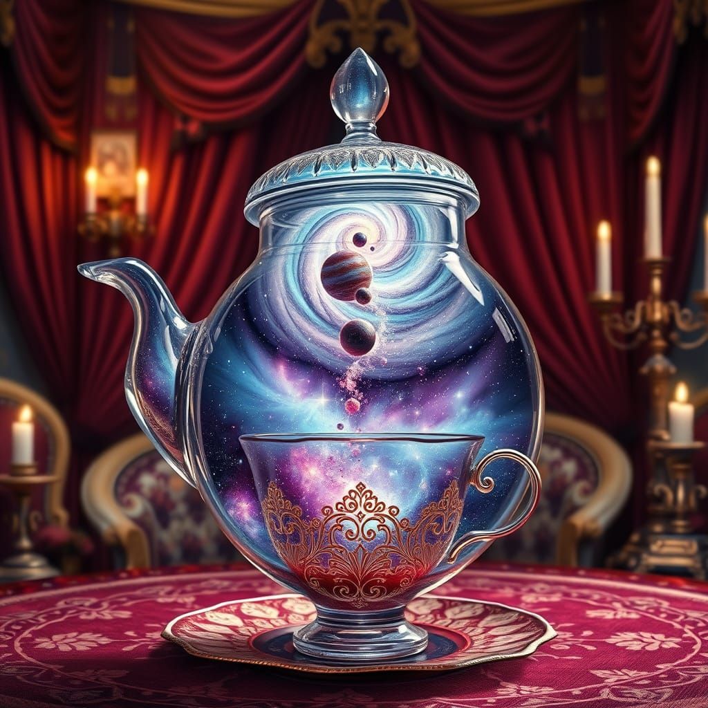 Ethereal Glass Teapot Unveils Celestial Vortex in Victorian ...