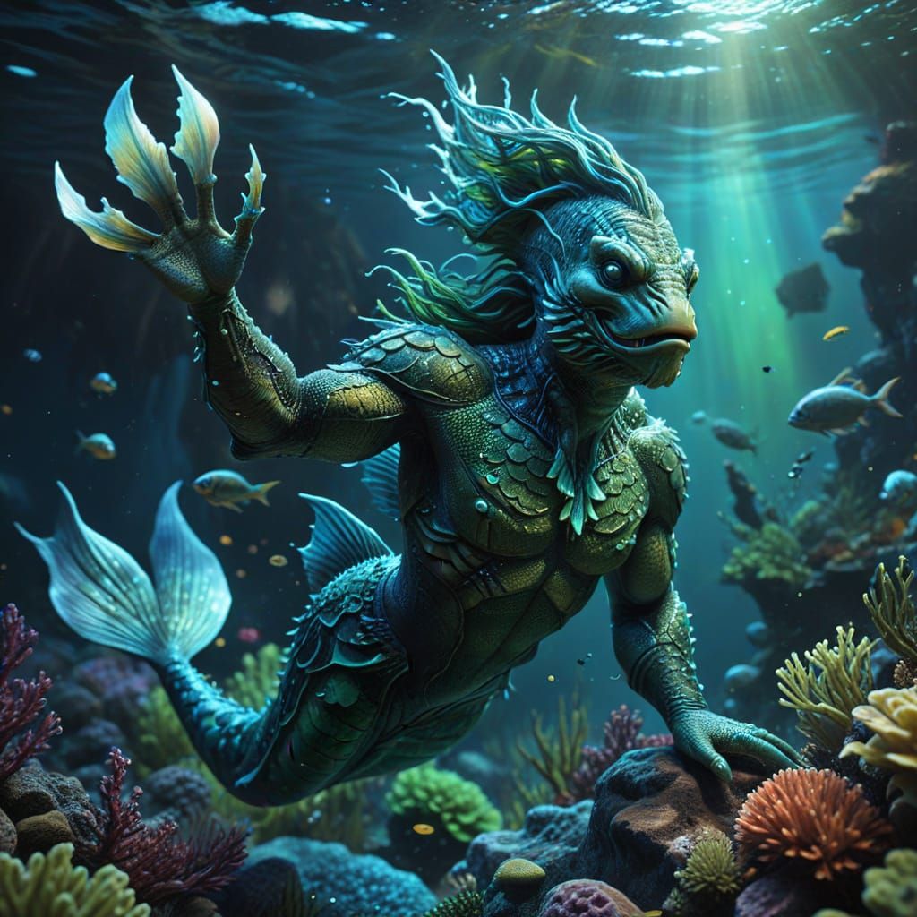 hyper-realistic merman