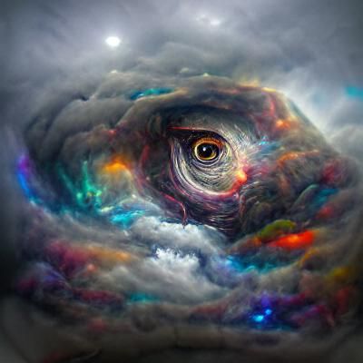 Giant Eye in Stormy Clouds by Pablo Amaringo