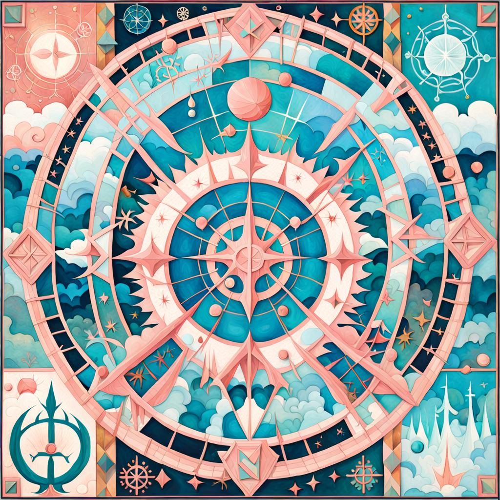 Pastel AI Forecast with Watercolor and Heraldic Signs