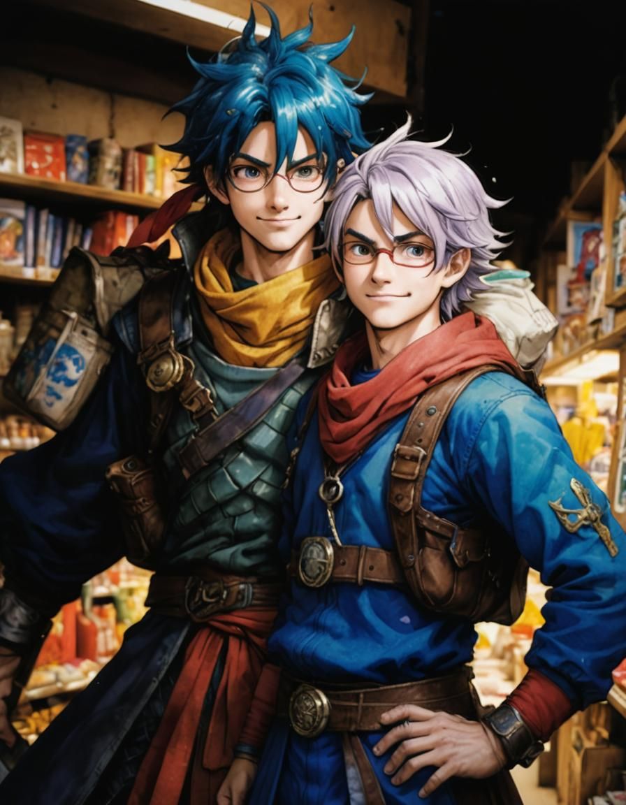 Dragon Quest Cosplay in Anime Style Watercolor