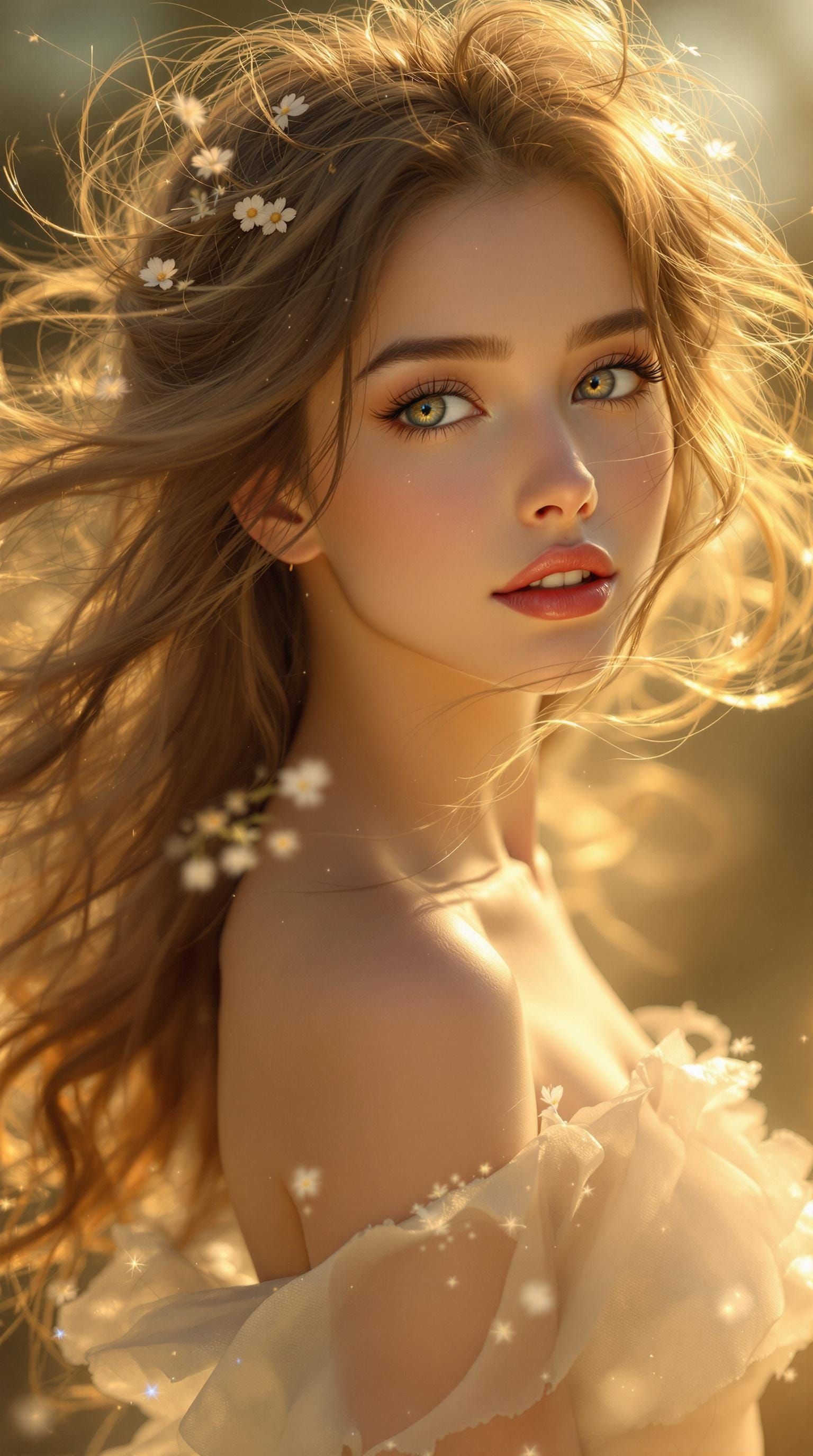 Ethereal Portrait of a Woman in Warm Sunlight