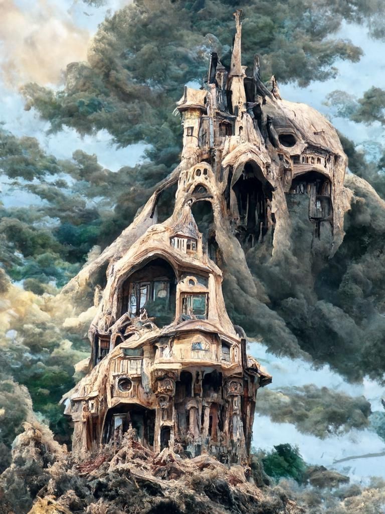 Macabre Sand Fantasy House in Ghibli Style