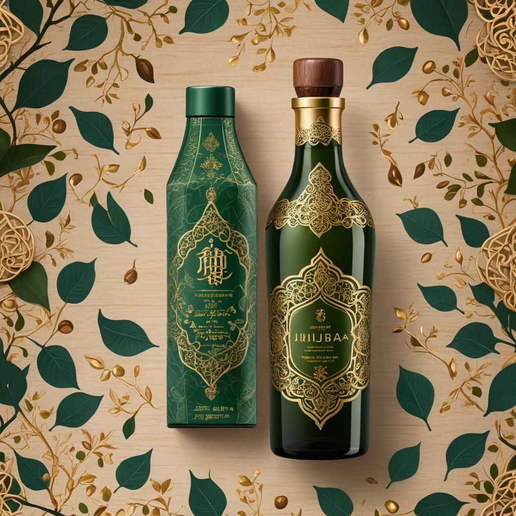 Elegant Minyak Bidara Bottle with Islamic Geometric Motifs