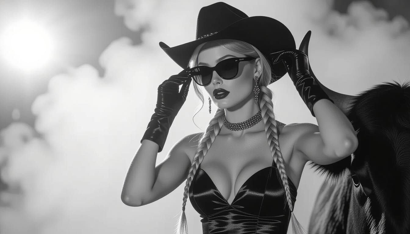 Steampunk Glam Actress with Rodeo Bull