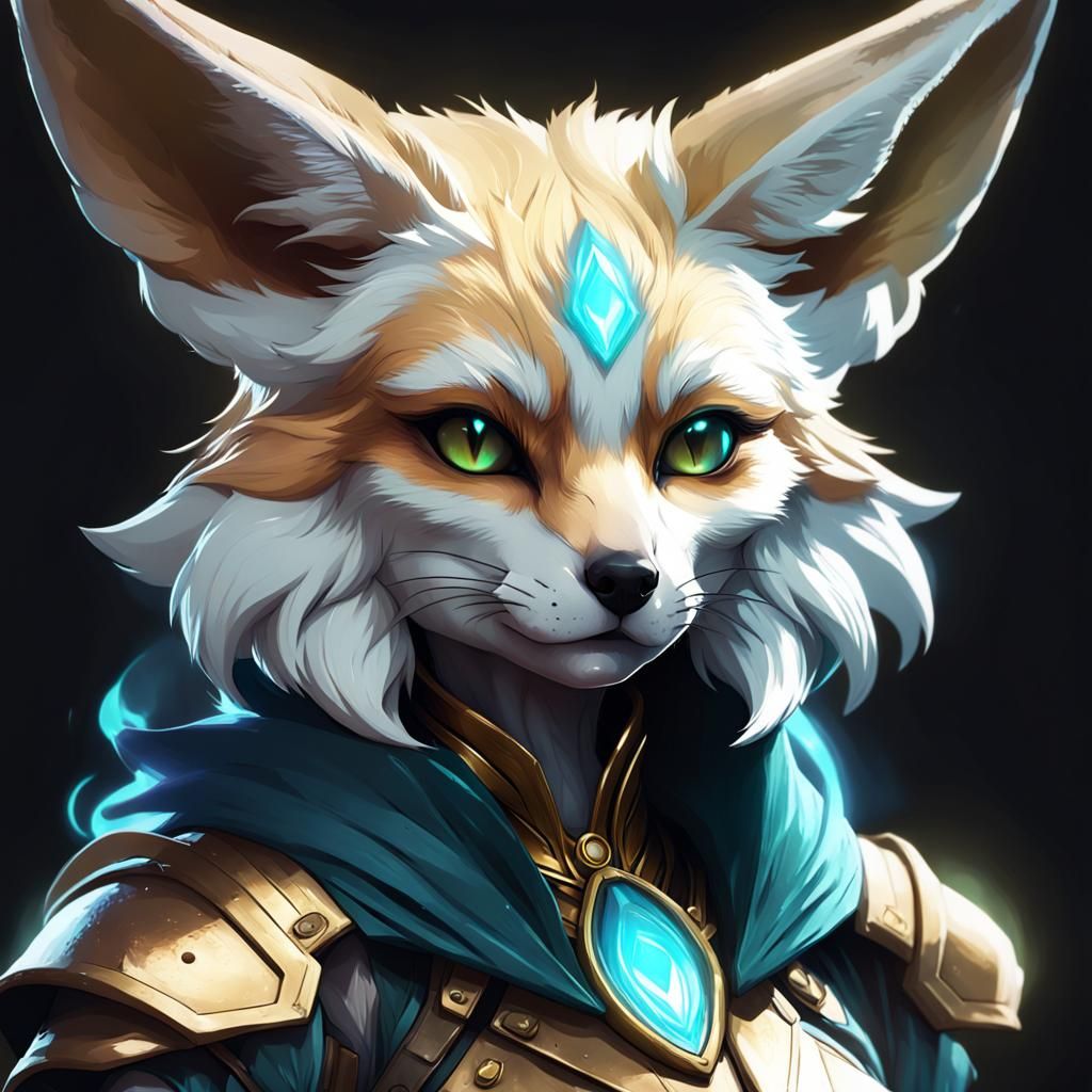 Fennec Fox Girl Portrait in Hyperdetailed Style