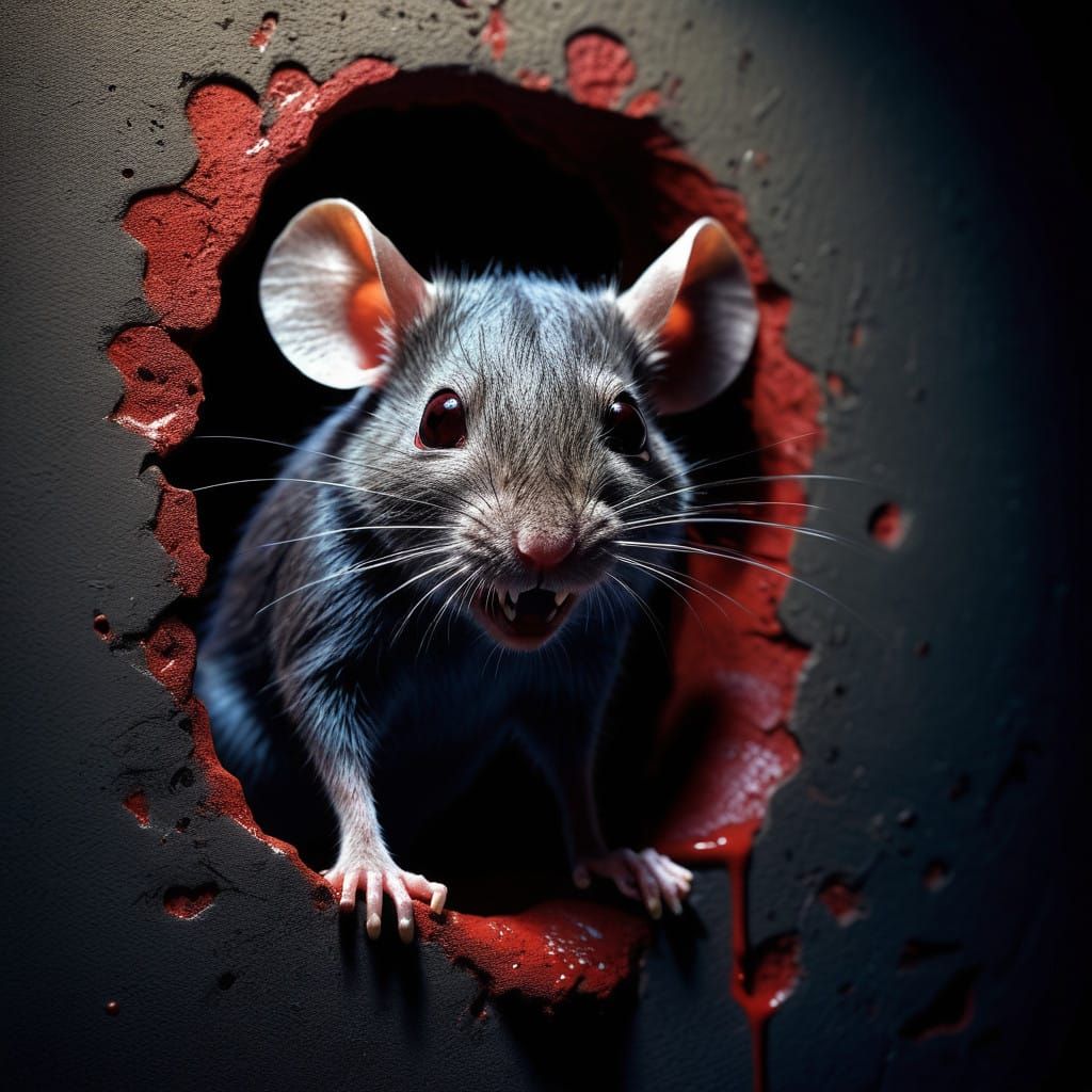 Vampire Mouse in Hyperrealistic Splash Art