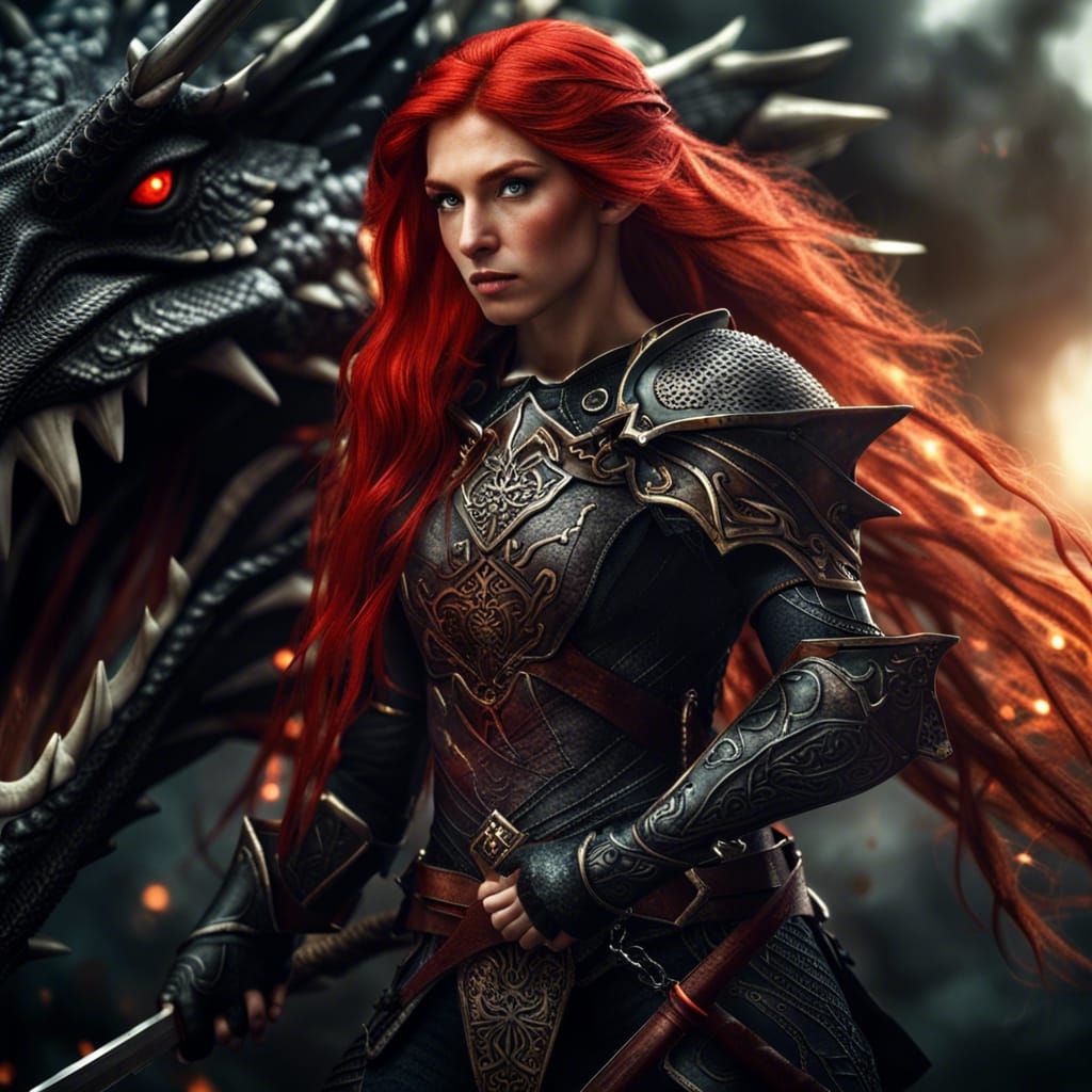 Magical Elf with Dragon, Hyperrealistic 64 Megapixel