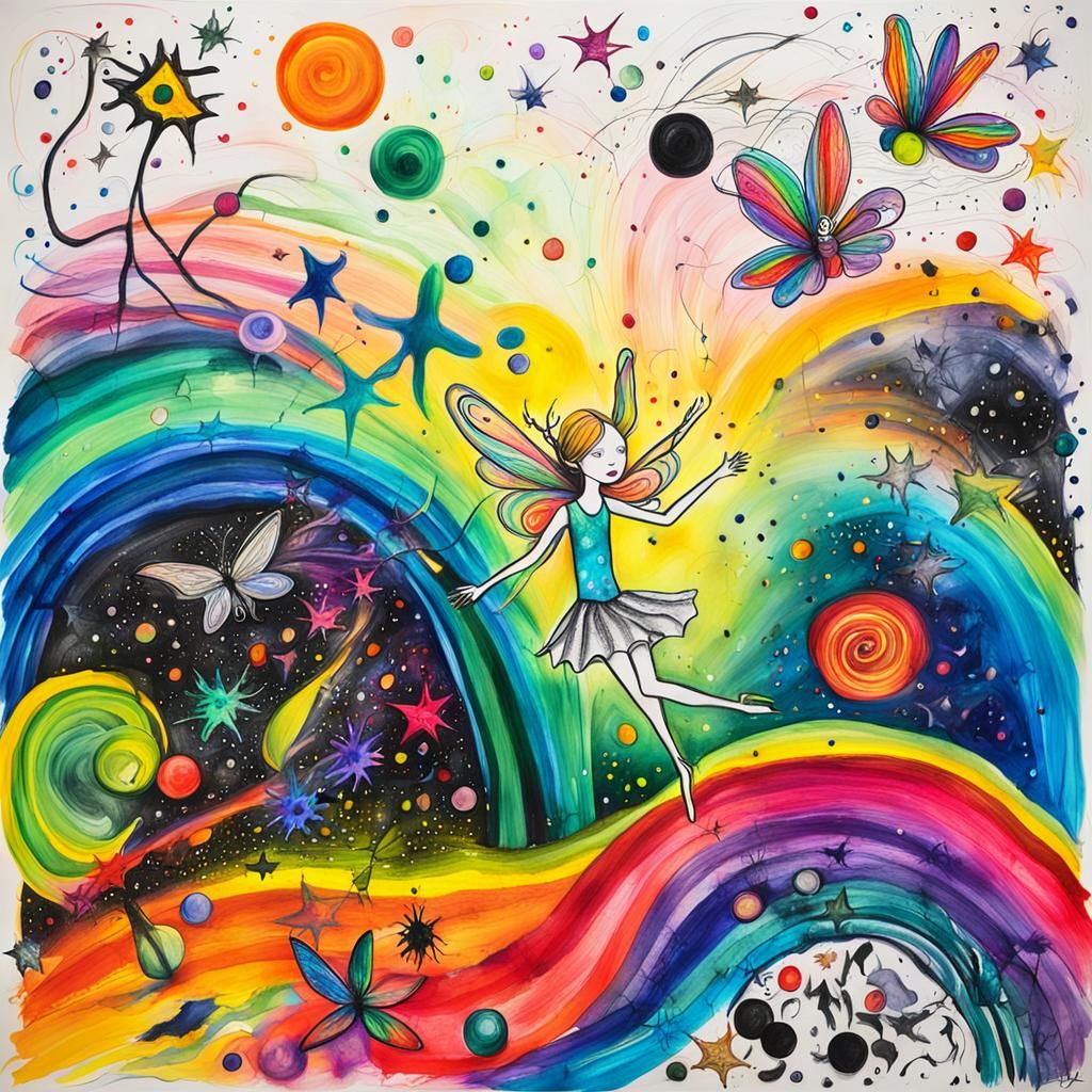 Rainbow Fairy in Surreal Rayograph Style
